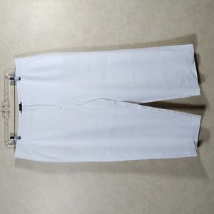 H171 Talbots white linen Chelsea wide leg cropped pants 16 FINAL PRICE